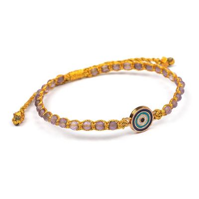 Alternate image for Evil Eye Gold-Accented Amethyst Resin Macrame Bracelet Eye that Sees