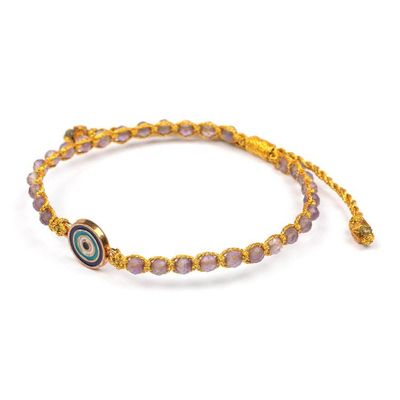 Alternate image for Evil Eye Gold-Accented Amethyst Resin Macrame Bracelet Eye that Sees