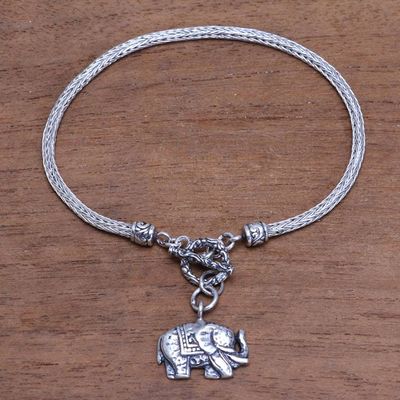 Primary image for Elephant-Themed Sterling Silver Chain Bracelet from Bali Handsome Elephant