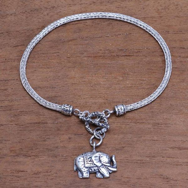 Alternate image for Elephant-Themed Sterling Silver Chain Bracelet from Bali Handsome Elephant