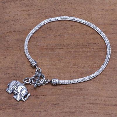 Alternate image for Elephant-Themed Sterling Silver Chain Bracelet from Bali Handsome Elephant