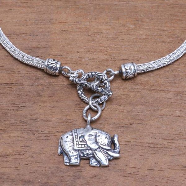 Alternate image for Elephant-Themed Sterling Silver Chain Bracelet from Bali Handsome Elephant