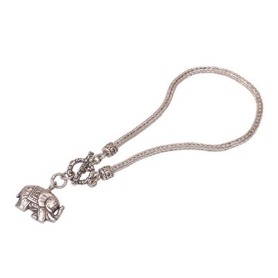 Alternate image for Elephant-Themed Sterling Silver Chain Bracelet from Bali Handsome Elephant