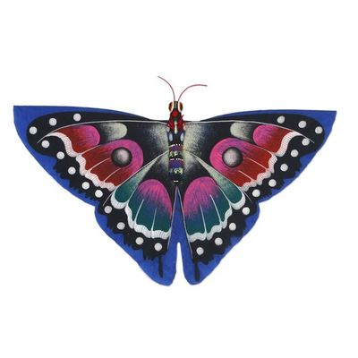 Alternate image for Hand Painted Nylon Blue Balinese Butterfly Kite Tropical Butterfly