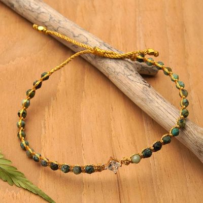 Alternate image for Reconstituted Turquoise Recycled Glass Gold Accent Bracelet Be You