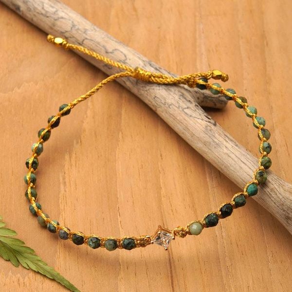 Alternate image for Reconstituted Turquoise Recycled Glass Gold Accent Bracelet Be You