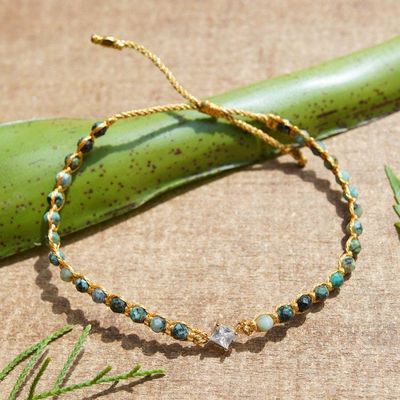 Alternate image for Reconstituted Turquoise Recycled Glass Gold Accent Bracelet Be You