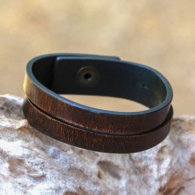 Primary image for Modern Leather Wristband Bracelet Medium Duality in Brown