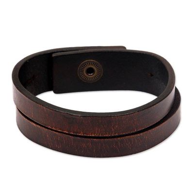 Alternate image for Modern Leather Wristband Bracelet Medium Duality in Brown
