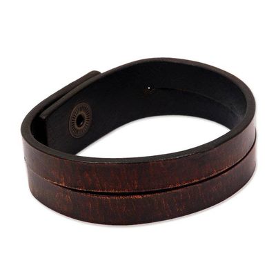 Alternate image for Modern Leather Wristband Bracelet Medium Duality in Brown