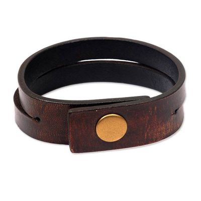 Alternate image for Modern Leather Wristband Bracelet Medium Duality in Brown
