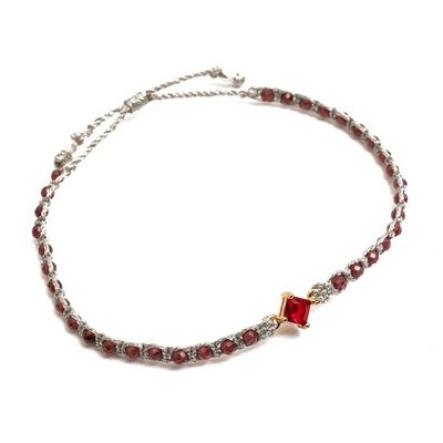 Alternate image for Handcrafted Gold-Accented Natural Garnet Pendant Bracelet Feel Romantic