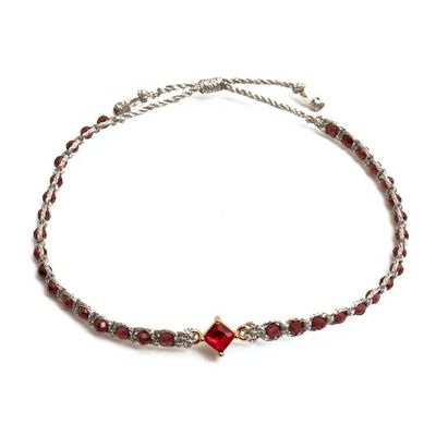 Alternate image for Handcrafted Gold-Accented Natural Garnet Pendant Bracelet Feel Romantic