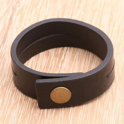 Alternate image for Handmade Leather Wristband Bracelet Duality in Black