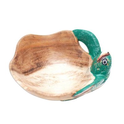 Alternate image for Hand-Carved and Hand-Painted Turtle-Shaped Wood Catchall Endearing Turtle