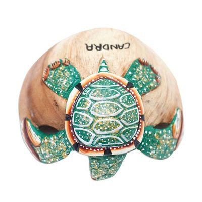 Alternate image for Hand-Carved and Hand-Painted Turtle-Shaped Wood Catchall Endearing Turtle