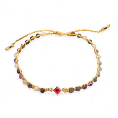 Alternate image for Gold-Accented Tourmaline and Recycled Glass Macrame Bracelet Be Brave