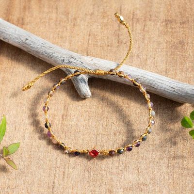 Alternate image for Gold-Accented Tourmaline and Recycled Glass Macrame Bracelet Be Brave