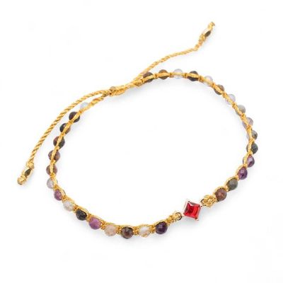 Alternate image for Gold-Accented Tourmaline and Recycled Glass Macrame Bracelet Be Brave