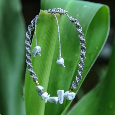 Alternate image for Bohemian-Inspired Agate Macrame Bracelet in Grey and White Winter Candy