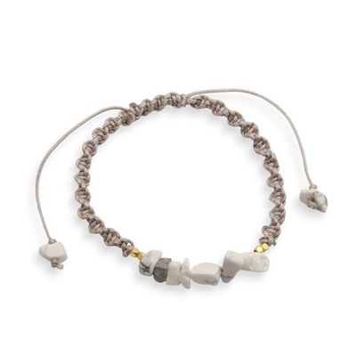 Alternate image for Bohemian-Inspired Agate Macrame Bracelet in Grey and White Winter Candy