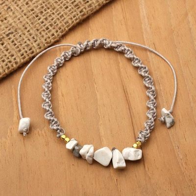 Alternate image for Bohemian-Inspired Agate Macrame Bracelet in Grey and White Winter Candy