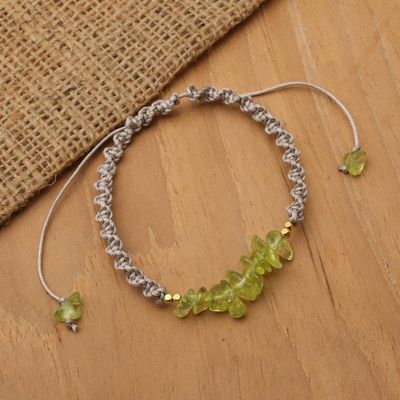 Alternate image for Artisan-Made Green Quartz Macrame Bracelet in Grey Hues Spring Candy