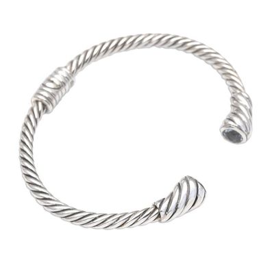 Primary image for Twisted Sterling Silver Cuff Bracelet with Blue Topaz Precious Twist