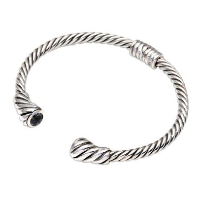 Alternate image for Twisted Sterling Silver Cuff Bracelet with Blue Topaz Precious Twist