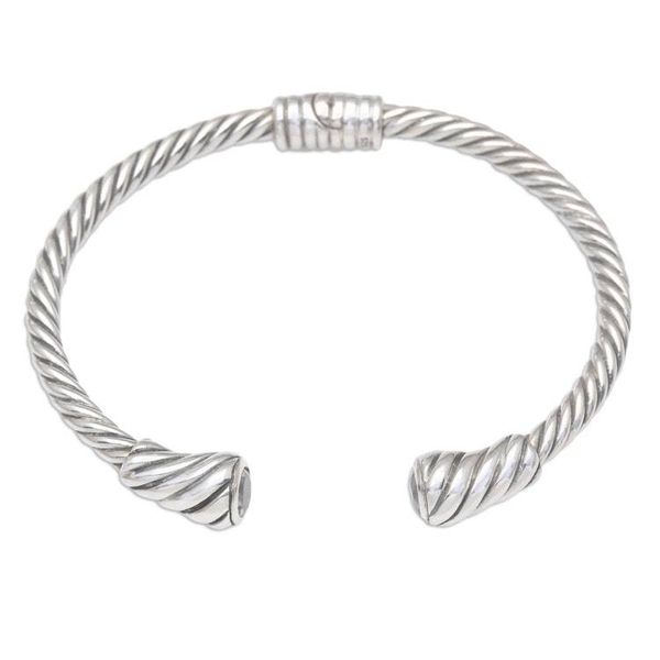 Alternate image for Twisted Sterling Silver Cuff Bracelet with Blue Topaz Precious Twist