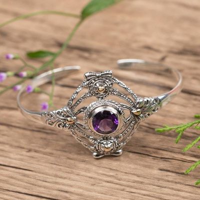 Alternate image for Spring-Inspired Faceted One-Carat Amethyst Cuff Bracelet Wise Paradise