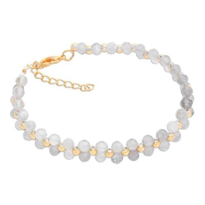 Alternate image for Gold-Accented Adjustable Rainbow Moonstone Beaded Bracelet Moon Splendor