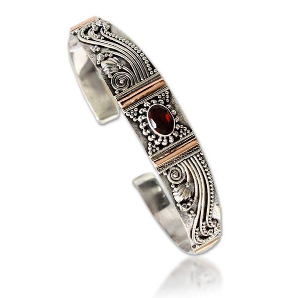 Alternate image for Gold Accent Sterling Silver Garnet Cuff Paradise