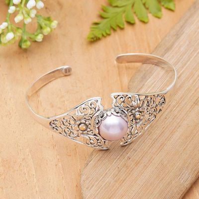 Alternate image for Gold-Accented Cuff Bracelet with Pink Cultured Mabe Pearl Pink Blossom Crown