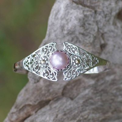 Alternate image for Gold-Accented Cuff Bracelet with Pink Cultured Mabe Pearl Pink Blossom Crown