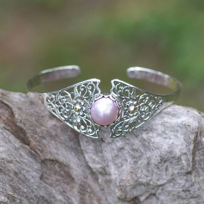 Alternate image for Gold-Accented Cuff Bracelet with Pink Cultured Mabe Pearl Pink Blossom Crown