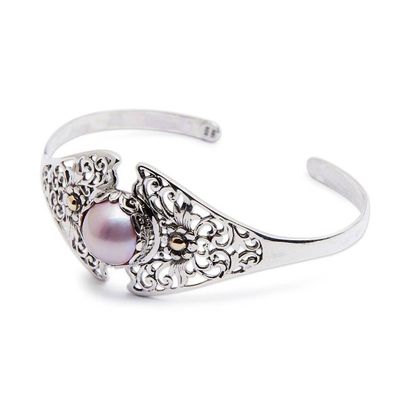 Alternate image for Gold-Accented Cuff Bracelet with Pink Cultured Mabe Pearl Pink Blossom Crown