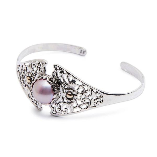 Alternate image for Gold-Accented Cuff Bracelet with Pink Cultured Mabe Pearl Pink Blossom Crown
