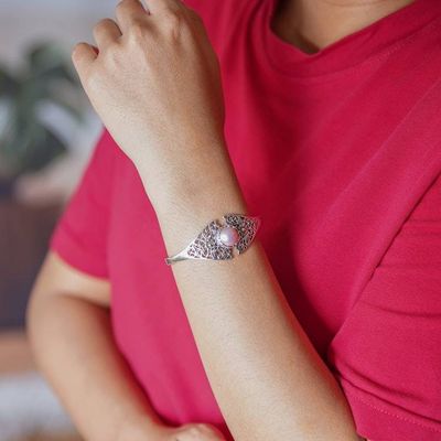 Alternate image for Gold-Accented Cuff Bracelet with Pink Cultured Mabe Pearl Pink Blossom Crown