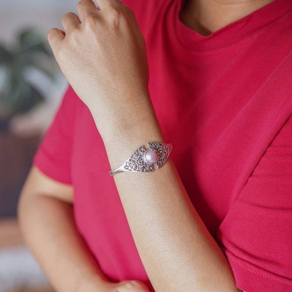 Alternate image for Gold-Accented Cuff Bracelet with Pink Cultured Mabe Pearl Pink Blossom Crown