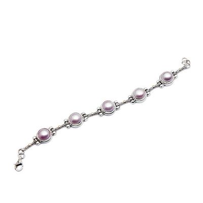 Alternate image for Gold-Accented Cultured Mabe Pearl Silver Station Bracelet Chic Pink