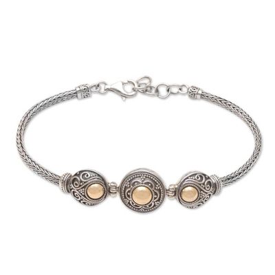 Primary image for Handmade Gold-Accented Pendant Bracelet Shimmering Trinity