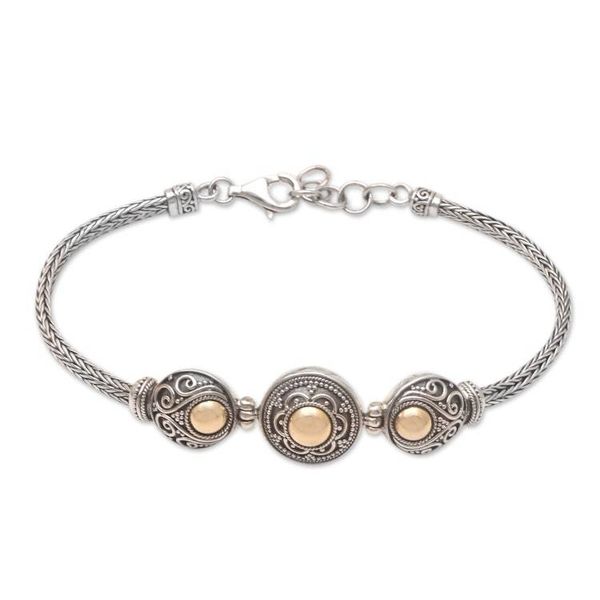Alternate image for Handmade Gold-Accented Pendant Bracelet Shimmering Trinity