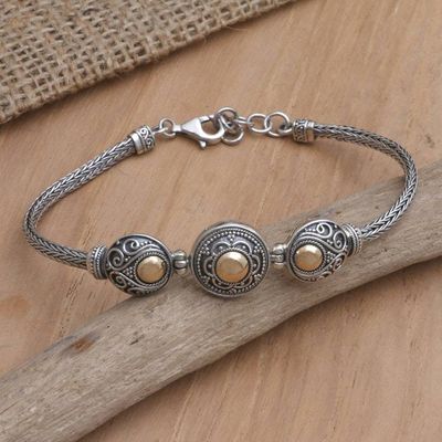 Alternate image for Handmade Gold-Accented Pendant Bracelet Shimmering Trinity