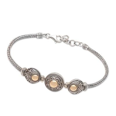 Alternate image for Handmade Gold-Accented Pendant Bracelet Shimmering Trinity