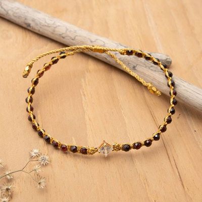Alternate image for Gold-Accented Garnet Bracelet with Recycled Glass Pendant Be Fiery