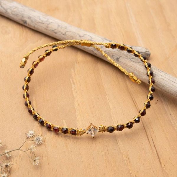 Alternate image for Gold-Accented Garnet Bracelet with Recycled Glass Pendant Be Fiery