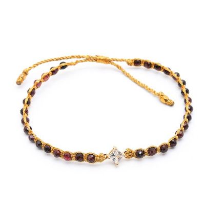 Alternate image for Gold-Accented Garnet Bracelet with Recycled Glass Pendant Be Fiery