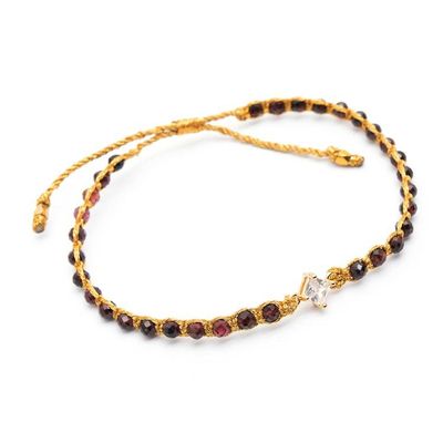 Alternate image for Gold-Accented Garnet Bracelet with Recycled Glass Pendant Be Fiery