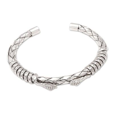 Alternate image for Mens Sterling Silver Cuff Bracelet with Snake Motif Snake Kingdom